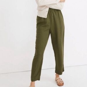 Madewell Linen Crop Pants, Green, Small